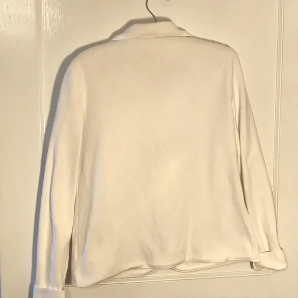 Talbots Crisp White 100% Cotton Coatigan Blazer with Button Detail - Picture 3 of 6